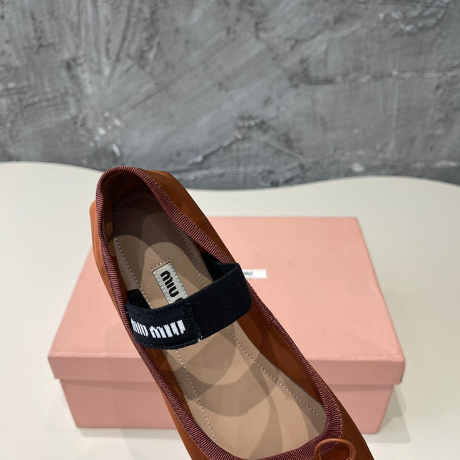 BALLET FLAT SHOES BRIGHT BROWN GLOSSY SHEEPSKIN