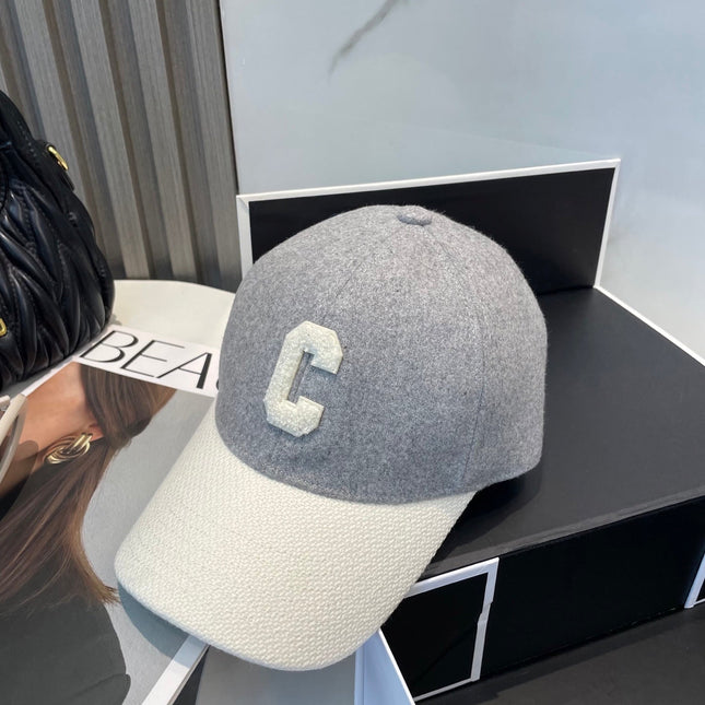 BASEBALL CAP MODEL 652409 IN WHITE AND GRAY FELTED FABRIC