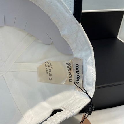 MIUMIU BASEBALL CAP IN WHITE AND BLACK FABRIC STYLE 1