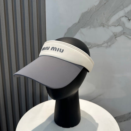 MIUMIU SPORT VISOR CAP IN GRAY MIX WHITE FABRIC