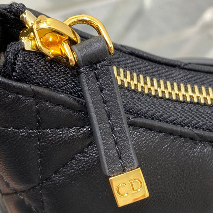 MISS CARO CIGALE MINI 24 BAG IN BLACK MACROCANNAGE LAMBSKIN