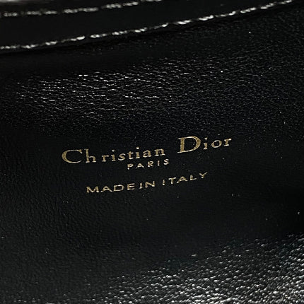 DIOR 25S JOLIE TOP HANDLE MINI BAG 18 IN BLACK CALFSKIN GOLD HARDWARE