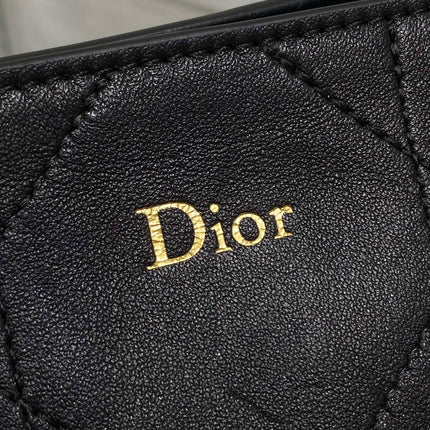 DIOR 26S TRIANON BAG 20 IN BLACK LAMBSKIN