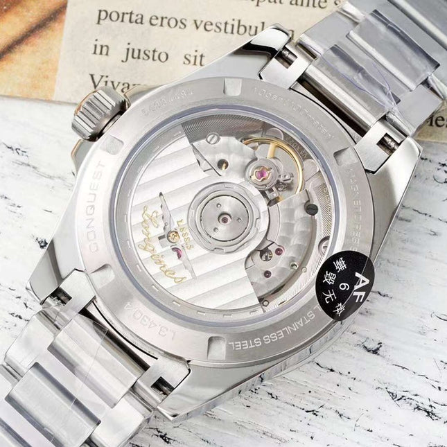 CONQUEST WATCH SILVER CASE WITH NAVY BLUE DIAL