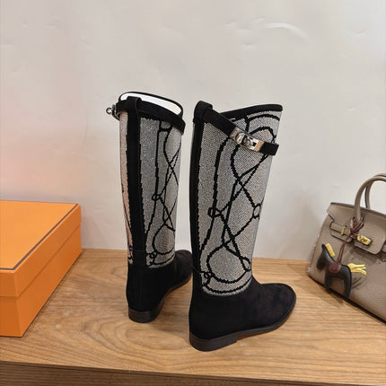 HM 26S JUMPING BOOTS IN BLACK SUEDE AND RHINESTONE FABRIC