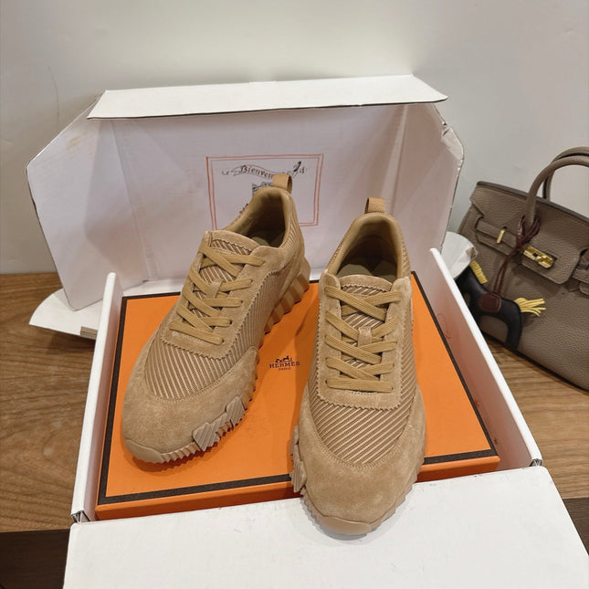 HM 26S BOUNCE SNEAKERS IN WARM BEIGE SUEDE AND FABRIC