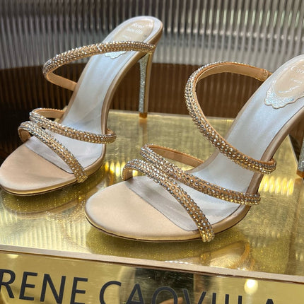 CLEO GOLD SANDAL WITH CRYSTALS 95 MM