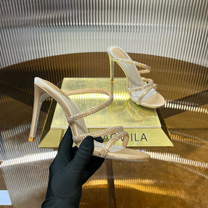 CLEO GOLD SANDAL WITH CRYSTALS 95 MM