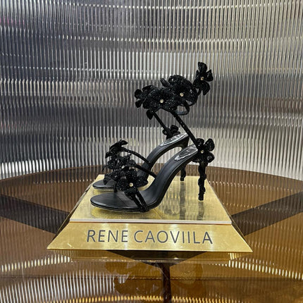 MARGOT WHITE SANDAL WITH FLOWERS 95 MM BLACK