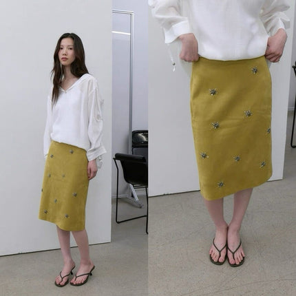PRADA 25S SUEDE MIDI SKIRT 561