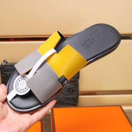 HM IZMIR SANDAL LEMON AND LIGHT GRAY LAMBSKIN