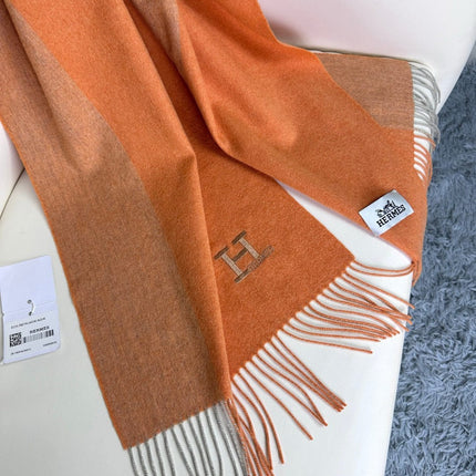 HERMES 26S LONG SCARF 190 IN CASHMERE 309792