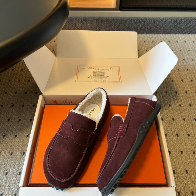 HM 26S DESTIN LOAFERS IN DARK RED SUEDE