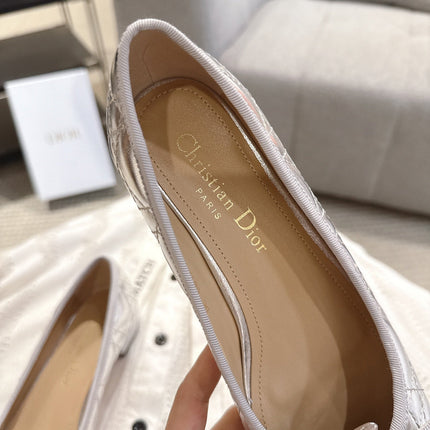 DIOR 26S LOW BLOCK HEEL PUMPS IN SILVER LAMBSKIN