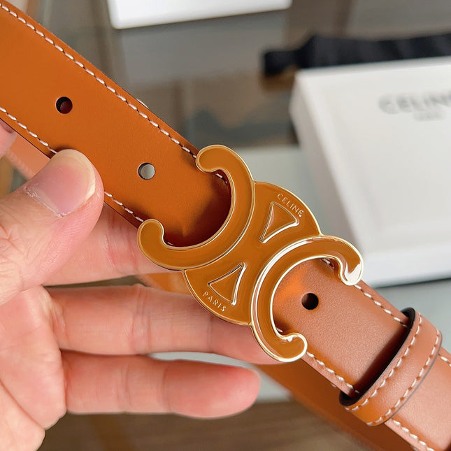 CELINE 26S BELT 25 MM IN BROWN CALFSKIN 669838
