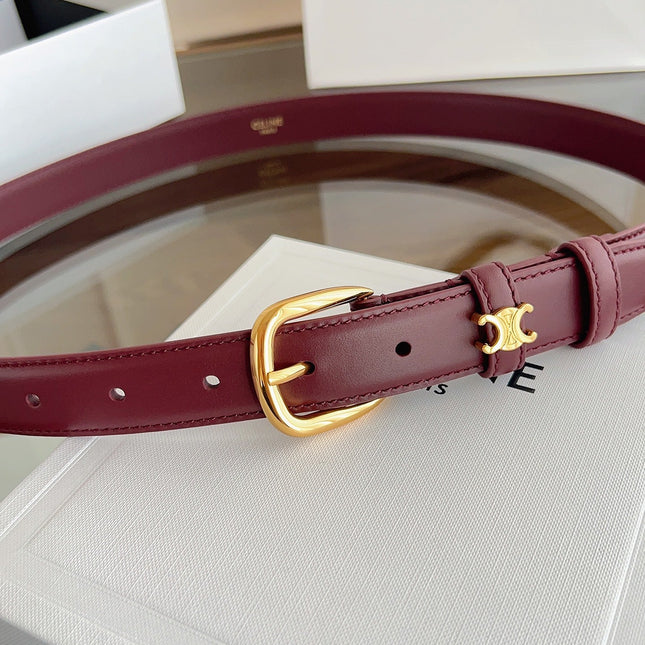 CELINE 26S BELT 25 MM IN DARK RED CALFSKIN 669843