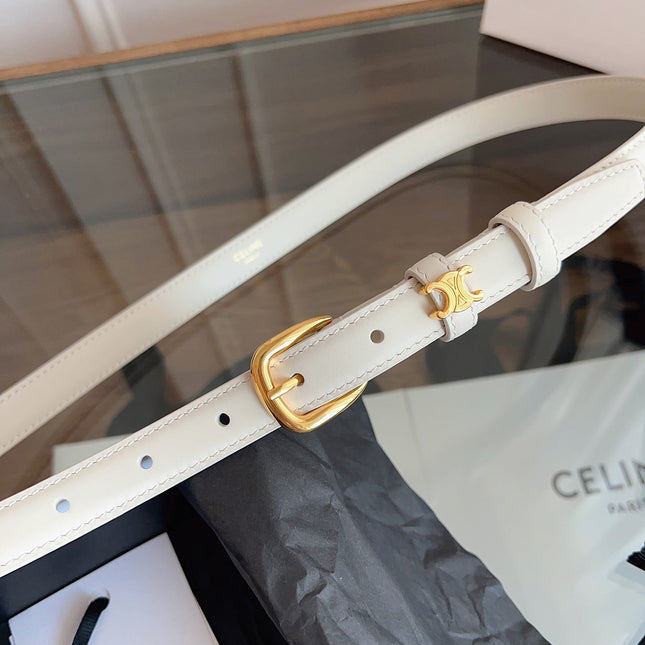 CELINE 26S BELT 18 MM IN CREAM WHITE CALFSKIN 658525