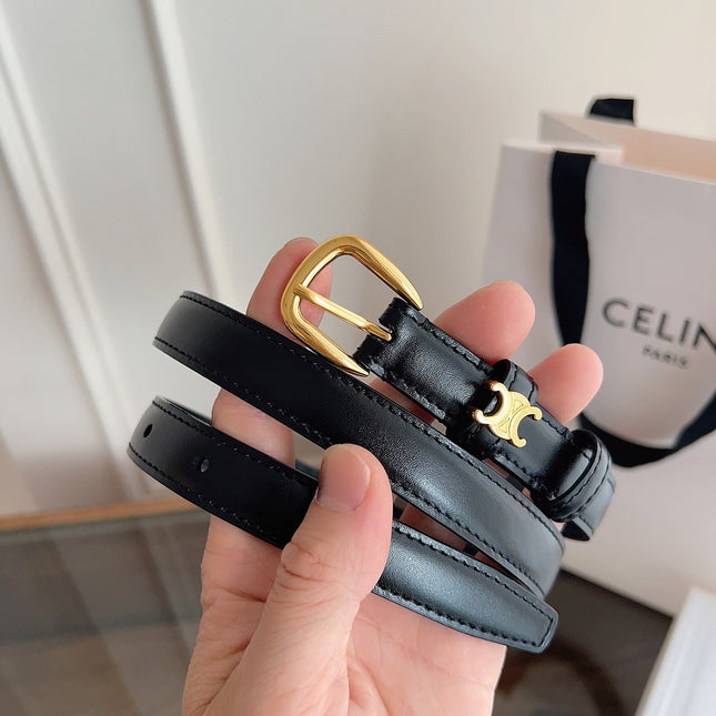 CELINE 26S BELT 18 MM IN BLACK CALFSKIN 658527