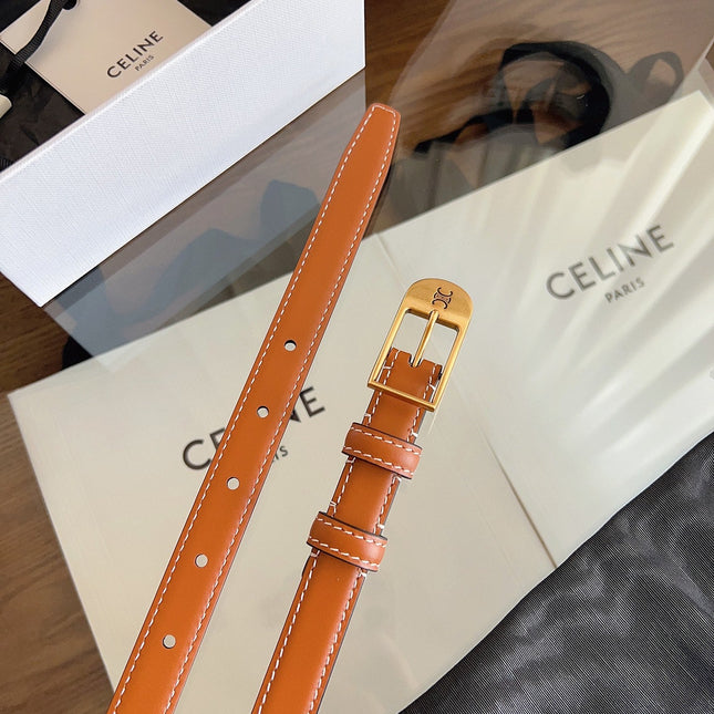 CELINE 26S BELT 18 MM IN BROWN CALFSKIN 658528