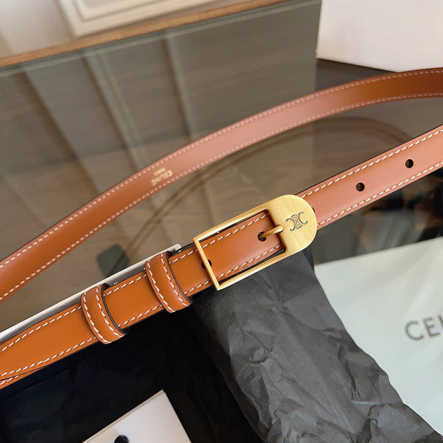 CELINE 26S BELT 18 MM IN BROWN CALFSKIN 658528