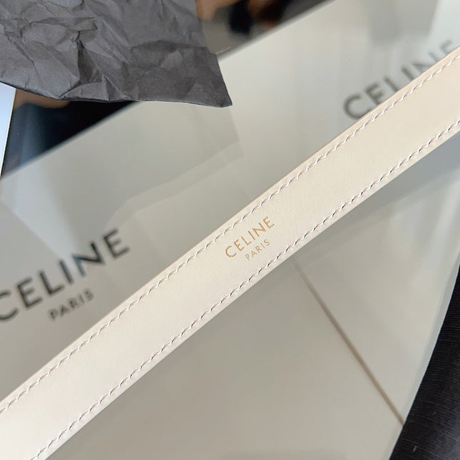 CELINE 26S BELT 18 MM IN CREAM WHITE CALFSKIN 658529
