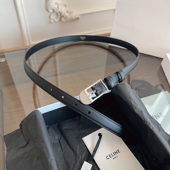 CELINE 26S BELT 18 MM IN BLACK CALFSKIN 658530