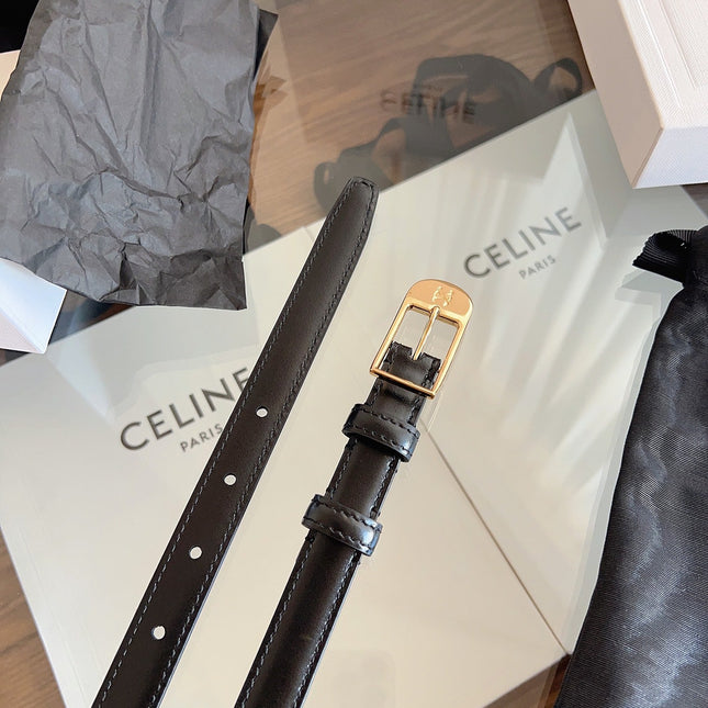 CELINE 26S BELT 18 MM IN BLACK CALFSKIN 658531