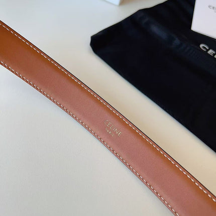 CELINE 26S BELT 25 MM IN BROWN CALFSKIN 672303