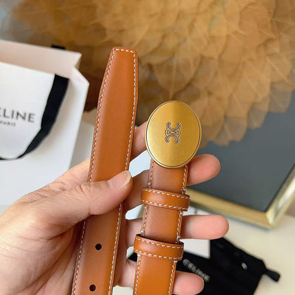 CELINE 26S BELT 25 MM IN BROWN CALFSKIN 672303