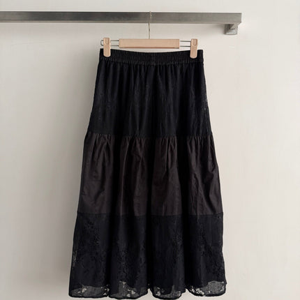 MIUMIU 26S LACE TRIM MIDI SKIRT 1226