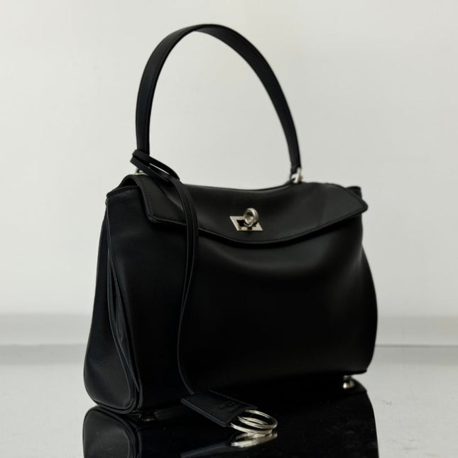 RODEO SMALL BAG 29 IN BLACK SMOOTH CALFSKIN SILVER HARDWARE