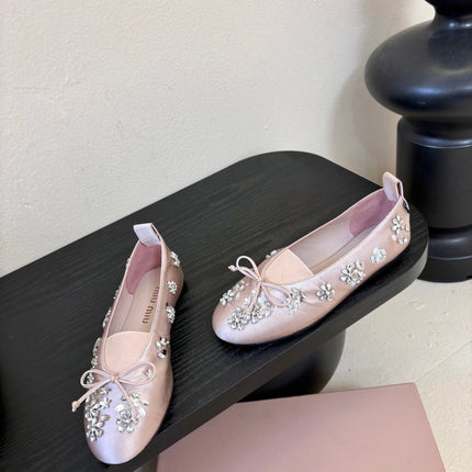 MIUMIU 25S MARY JANE SHOES IN PINK SATIN