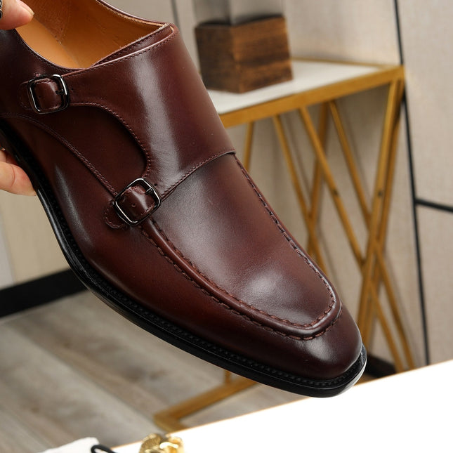 HM DOUBLE MONK STRAP RUSSET CALFSKIN