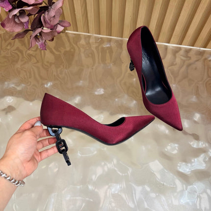 HM 26S HIGH-HEEL 80 MM IN DARK RED SATIN