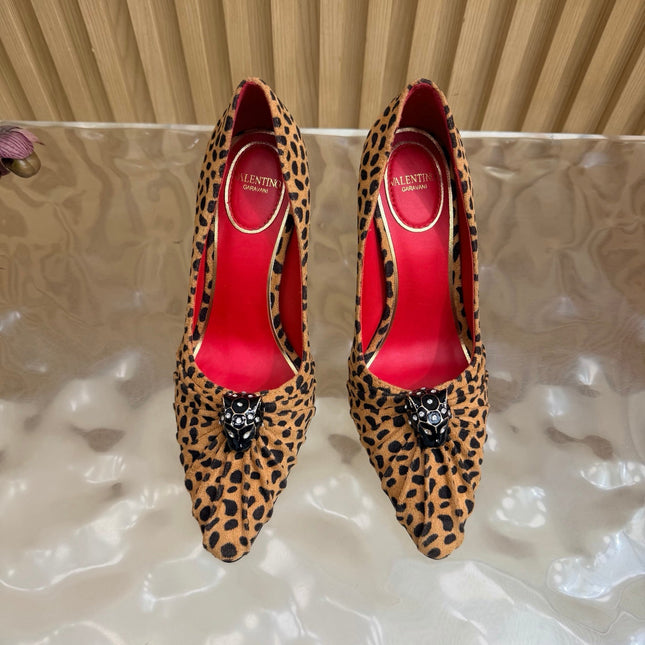 VALENTINO 26S HIGH-HEEL 100 MM IN LEOPARD-PRINT CALF HAIR