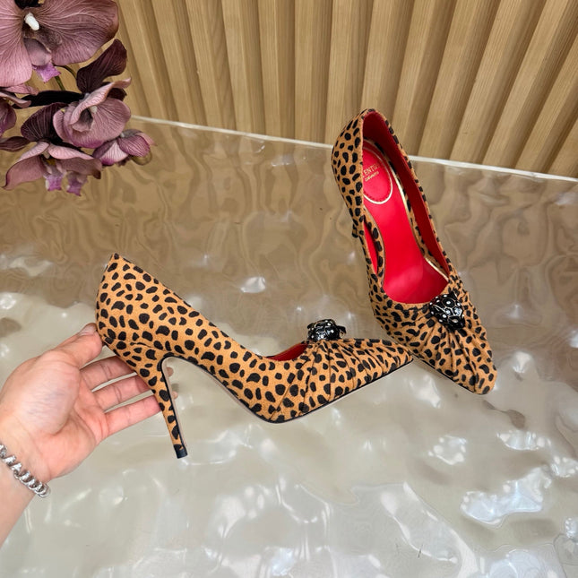 VALENTINO 26S HIGH-HEEL 100 MM IN LEOPARD-PRINT CALF HAIR