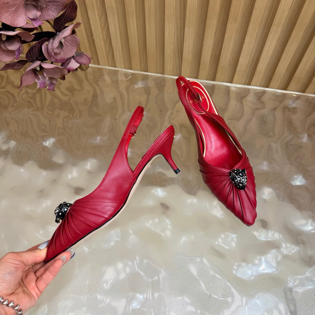 VALENTINO 26S SLINGBACK PUMPS 50 MM IN DARK RED CALFSKIN