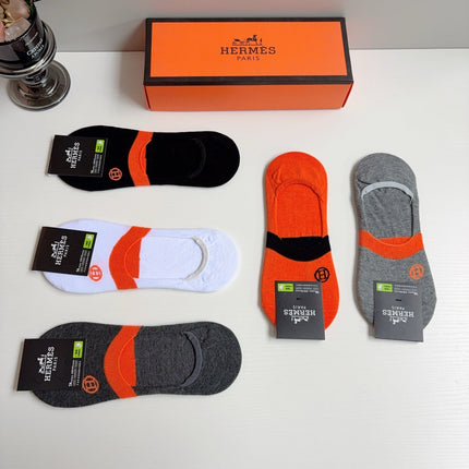 HERMES 26S NO-SHOW SOCKS 383793 (1 BOX)