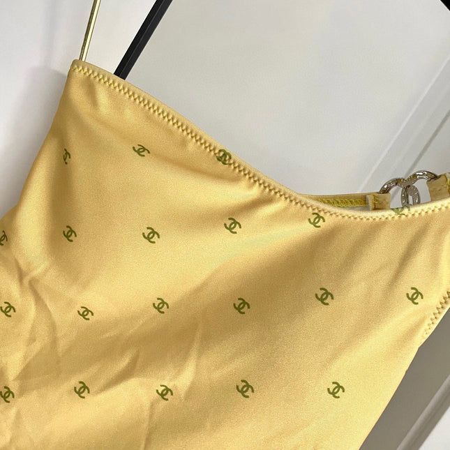CC BIKINI SWIMSUIT SET IN YELLOW AND GREEN LOGO 593033