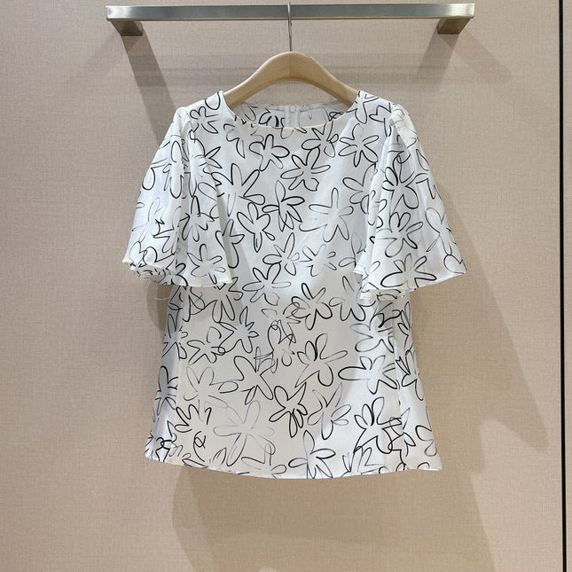 CHLOE 26S PRINTED SILK BLOUSE STYLE 113