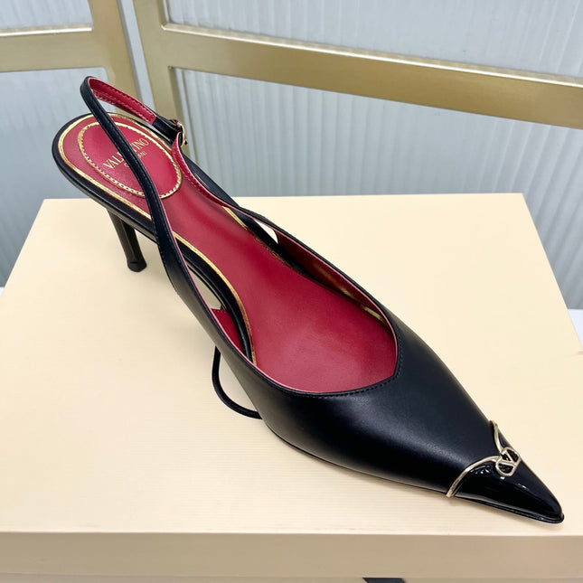 VALENTINO 26S SLINGBACK PUMPS 45 MM IN BLACK CALFSKIN