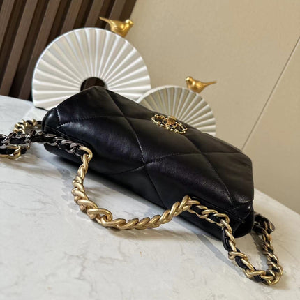 CHANEL 26S FLAP BAG 26 IN BLACK LAMBSKIN