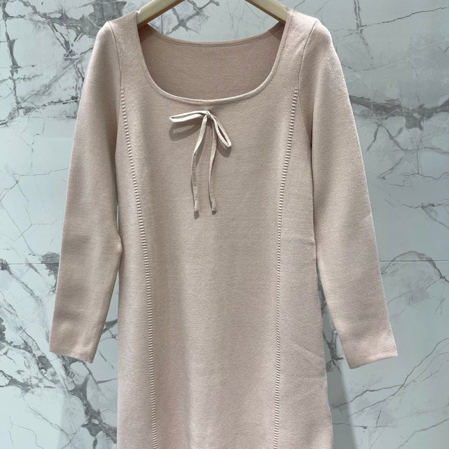 MIUMIU 26S SQUARE-NECK KNIT MINI DRESS 1406