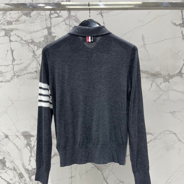 THOM 26S KNIT LONG-SLEEVE POLO 312