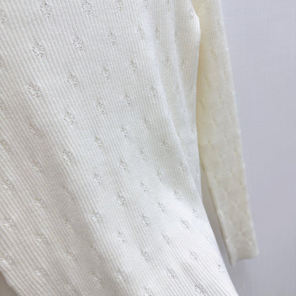 CHANEL 26S FLORAL-EMBROIDERED RIBBED KNIT TOP 1662