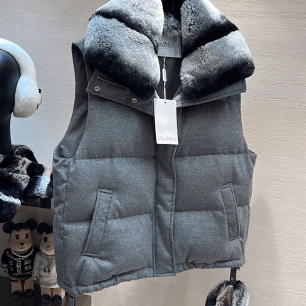 MAX MARA 25S VEST WITH RABBIT FUR COLLAR 058