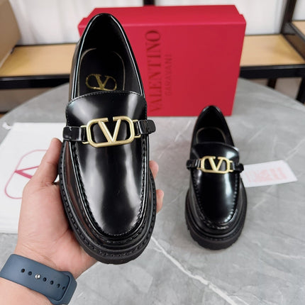 VALENTINO 26S LOAFERS IN BLACK GLOSSY CALFSKIN