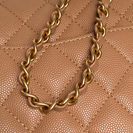 CHANEL 25S FLAP BAG 22 CM IN LIGHT BROWN CAVIAR WITH GOLD HARDWARE