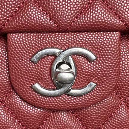 CHANEL 25S FLAP BAG 22 IN BURGUNDY CALFSKIN SILVER HARDWARE