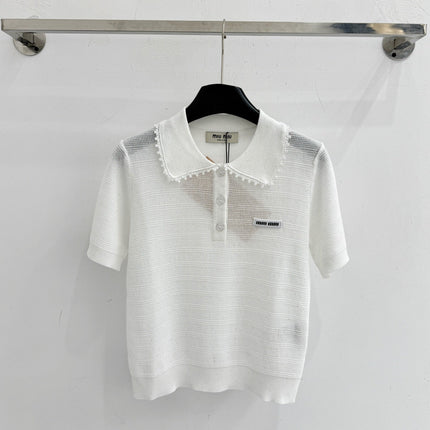MIUMIU 26S SHORT-SLEEVED KNIT POLO SHIRT STYLE 1065